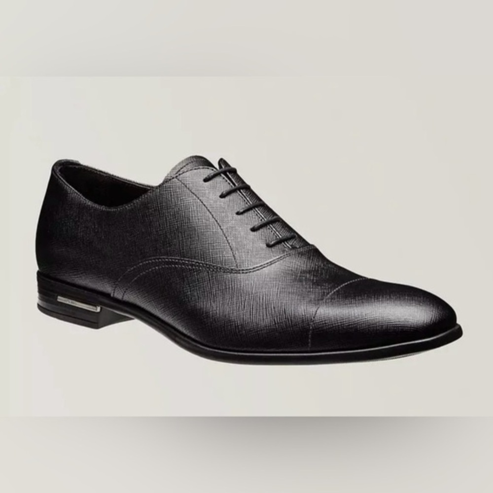 Prada | men’s Saffiano leather Oxford shoes black textured sz 10